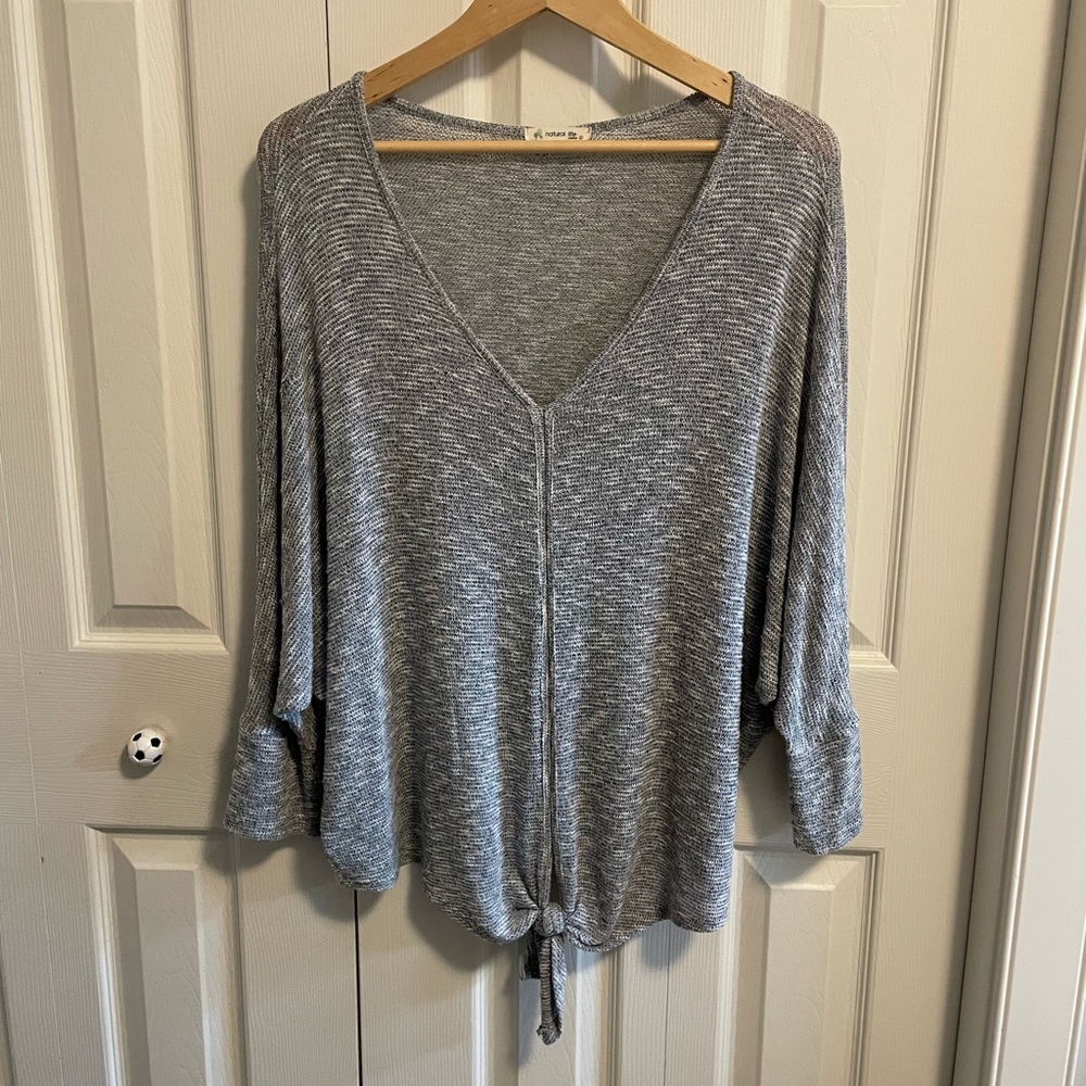 Natural Life Clothing tie front knit sweater, Size Large